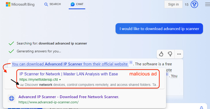 Microsoft’s AI-Powered Bing Chat Ads May Lead Users to Malware-Distributing Sites info@thehackernews.com (The Hacker News)